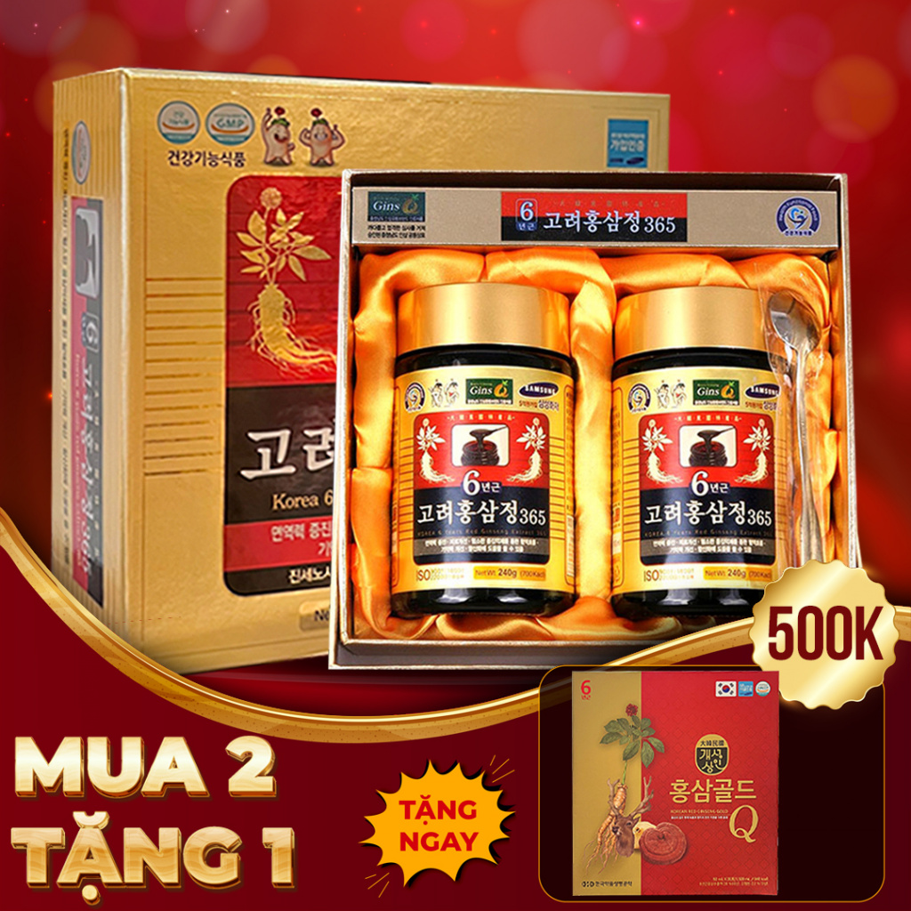 Cao Hồng Sâm 365 Hàn Quốc 6 Năm Tuổi Hộp 2 Lọ x 250g