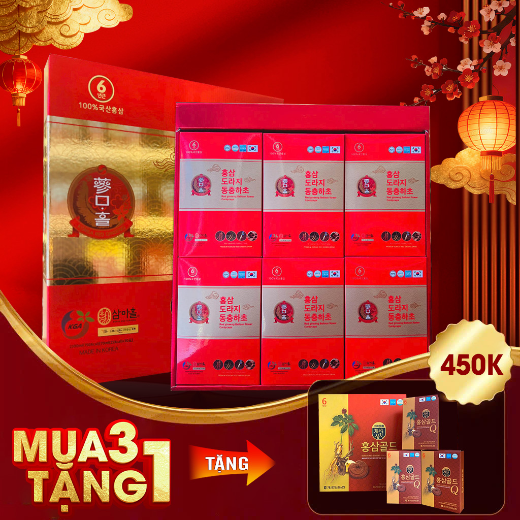 Nước Đông Trùng Cát Cánh Táo Đỏ KGA Hàn Quốc 30 gói x 70ml