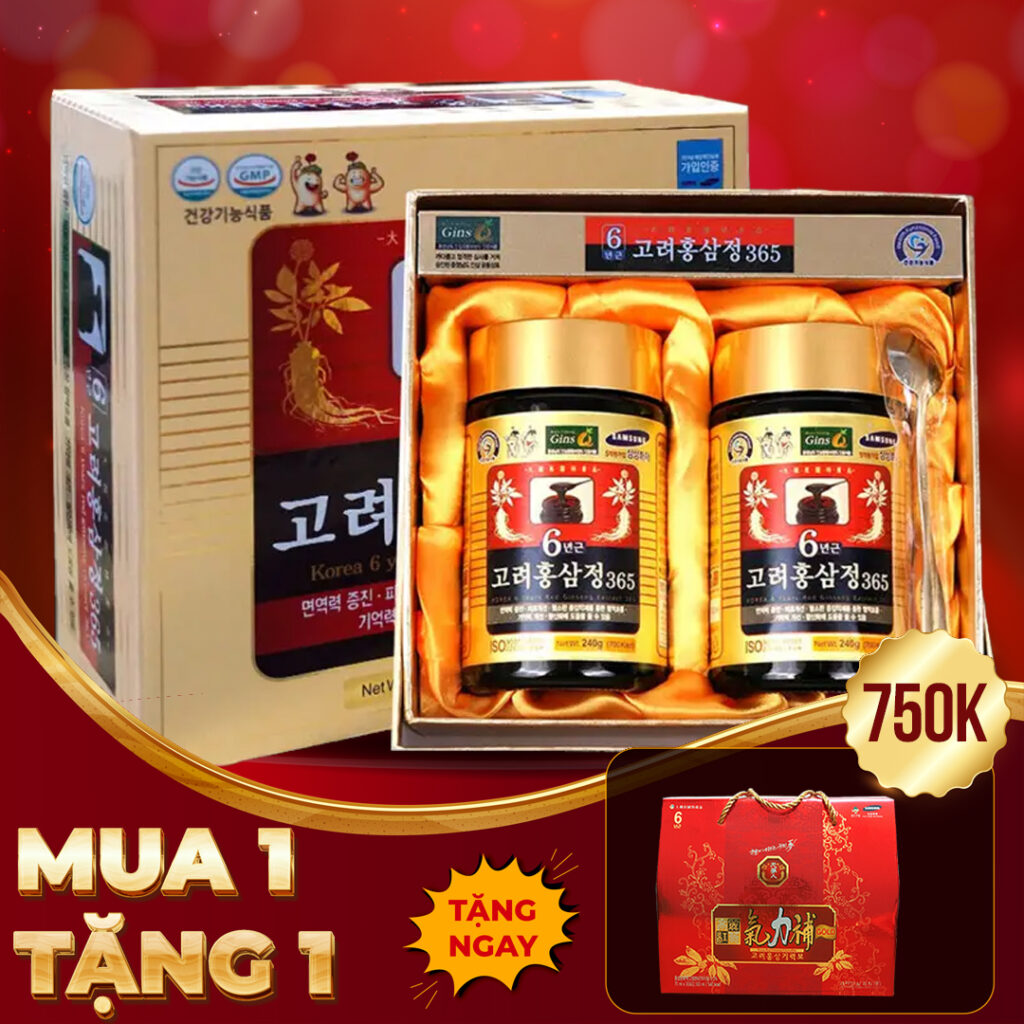 Cao Hồng Sâm 365 Hàn Quốc 6 Năm Tuổi Hộp 2 Lọ x 240g