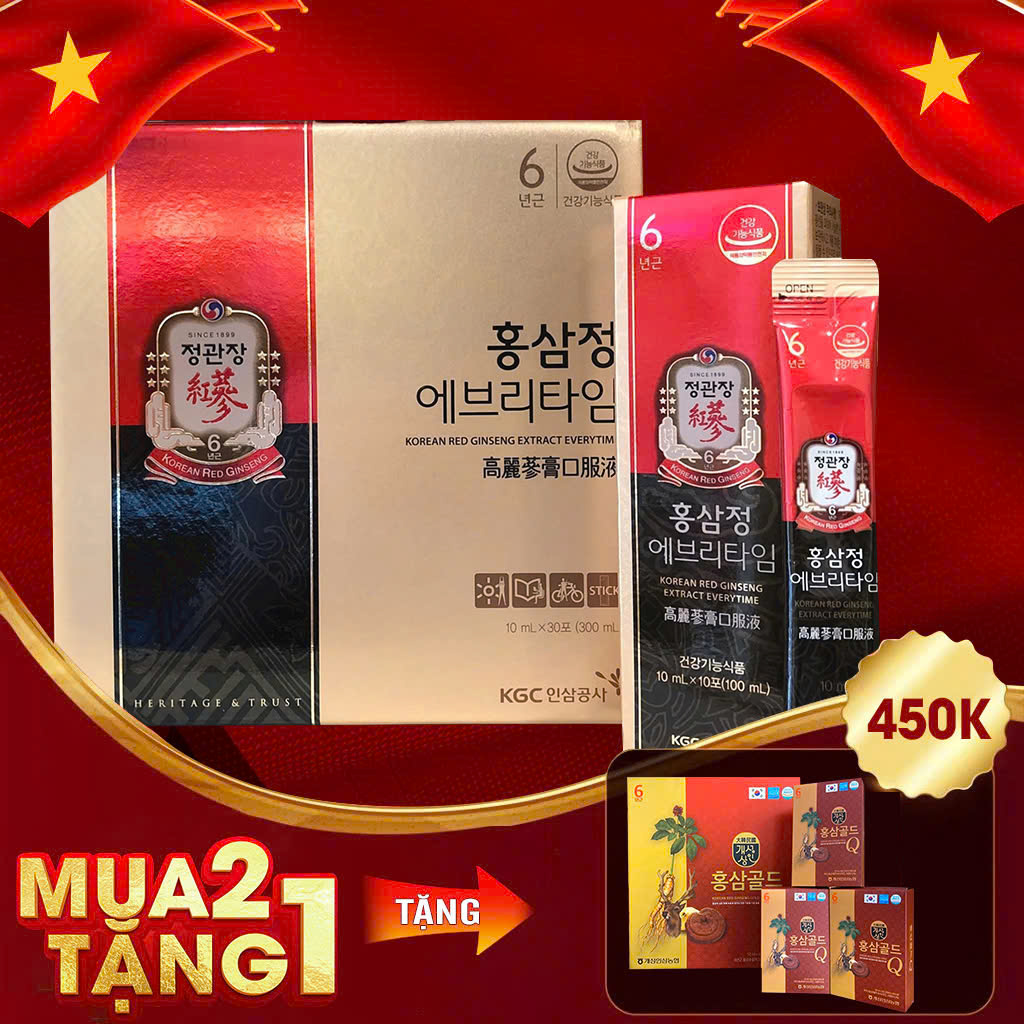 Tinh Chất Hồng Sâm Chính Phủ KGC Everytime Original Hộp 10ml X 30 Gói