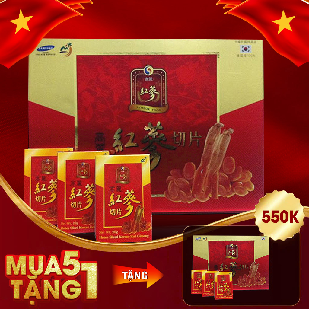 Hồng Sâm Lát Tẩm Mật Ong Sambok Hàn Quốc Hộp 200g
